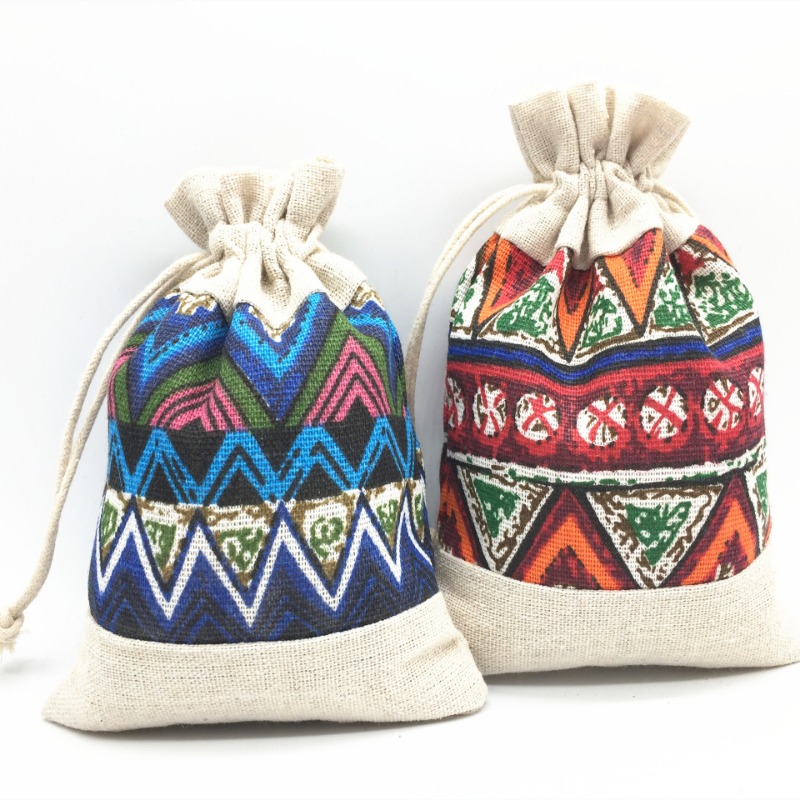 Ethnic Fabric - Ethnic Style Drawstring Bag Jewelry Keys