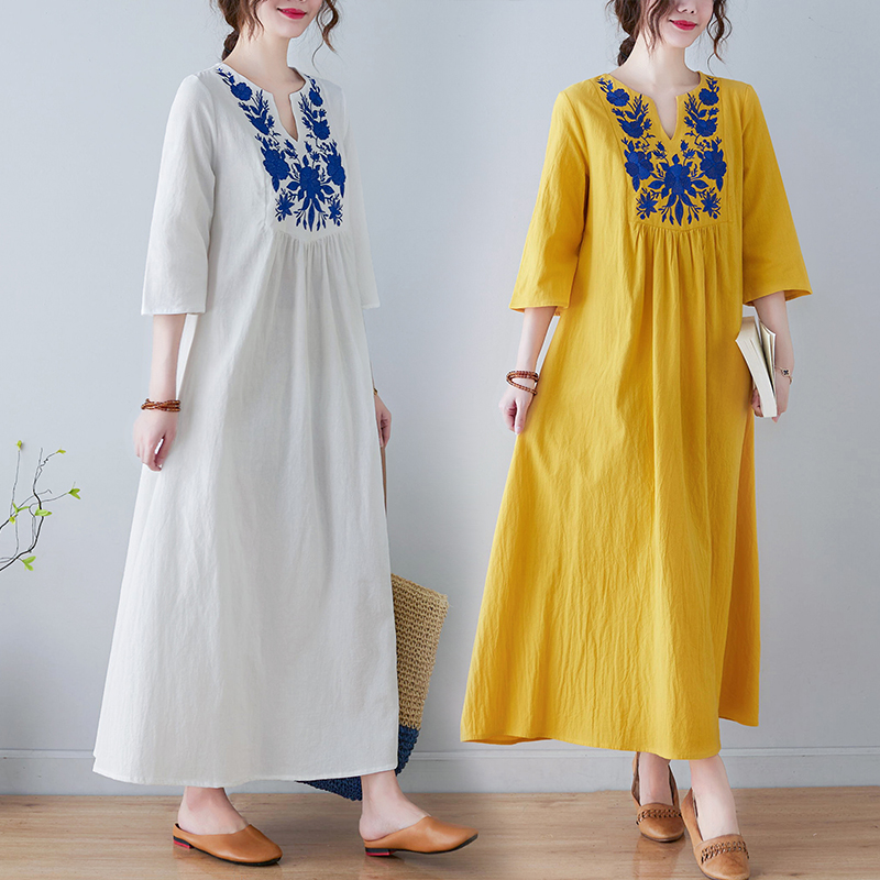Ethnic Fashion Style - New Ethnic Style Loose Deep V-Neck