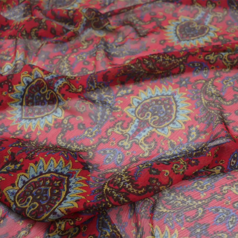 Ethnic Fabric - Red Ethnic Paisley Matching Breath Pure