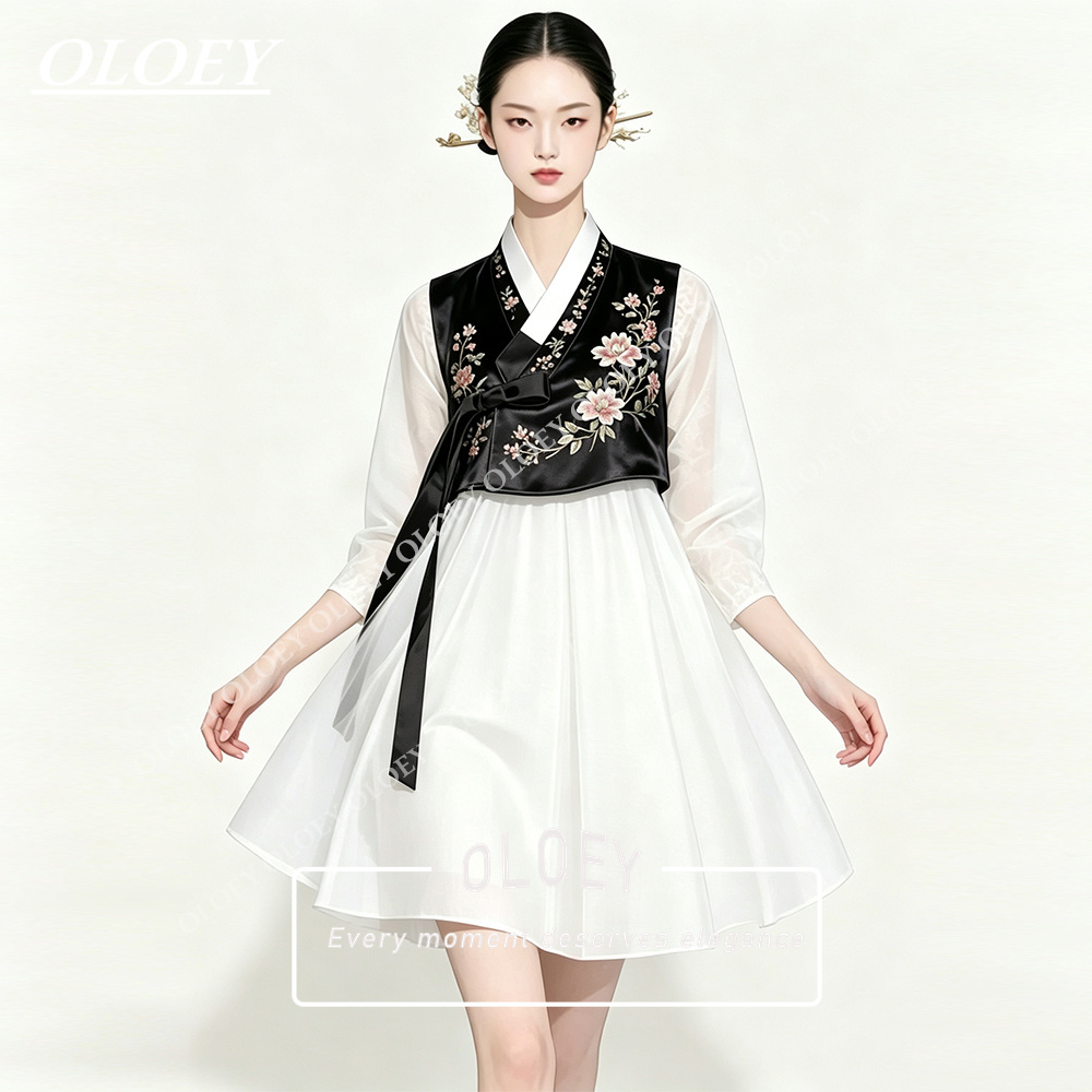 OLOEY Stylish Black Satin Ivor - Hanbok Modern Set recension och pris