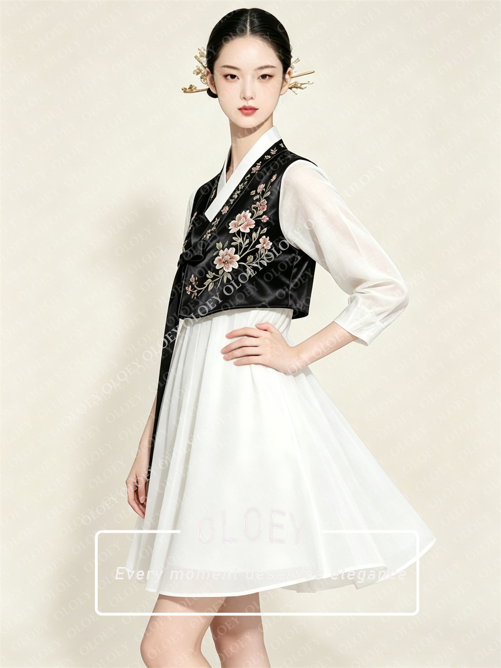 OLOEY Stylish Black Satin Ivor - Hanbok Modern Set recension och pris