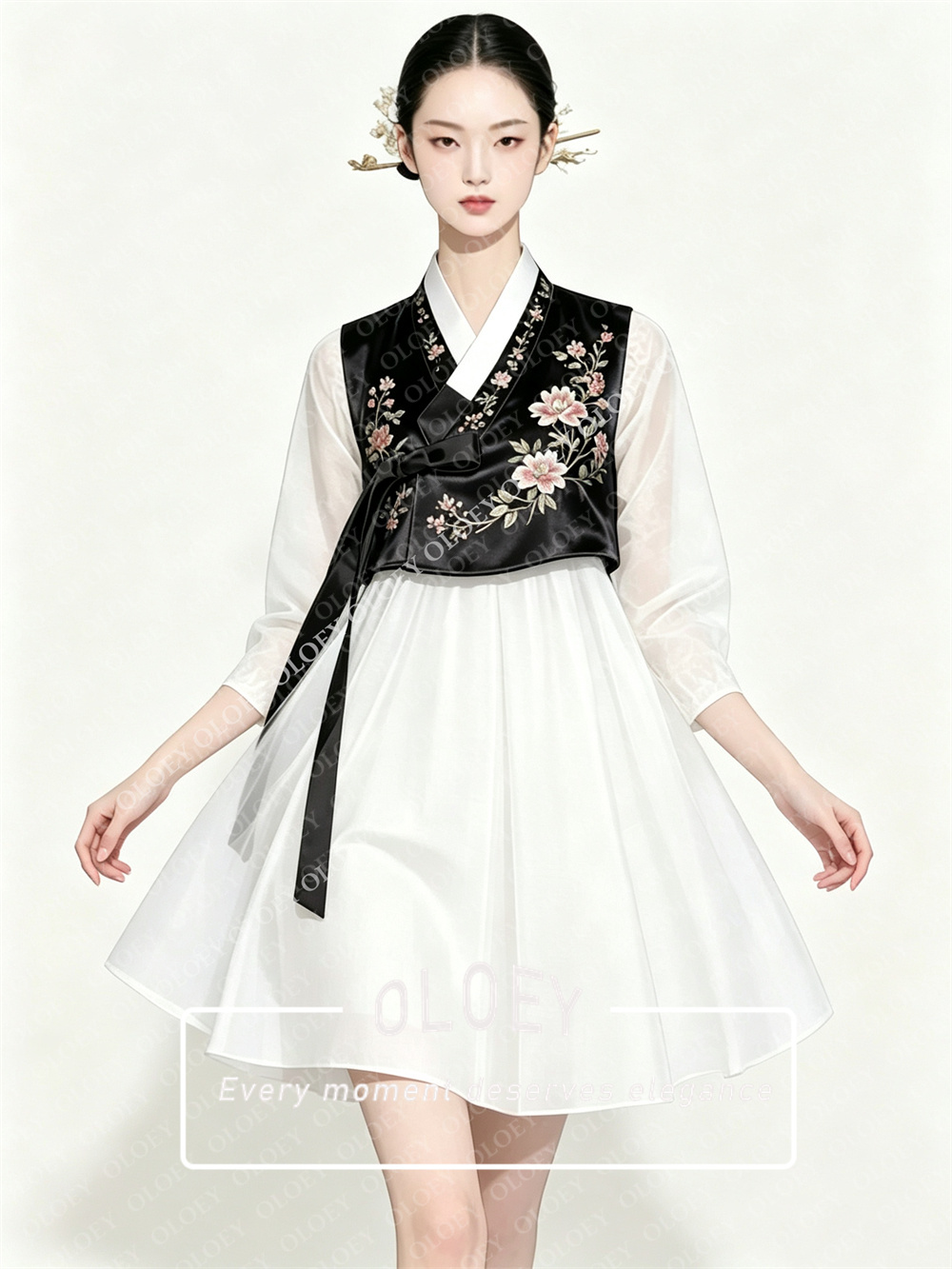OLOEY Stylish Black Satin Ivor - Hanbok Modern Set recension och pris