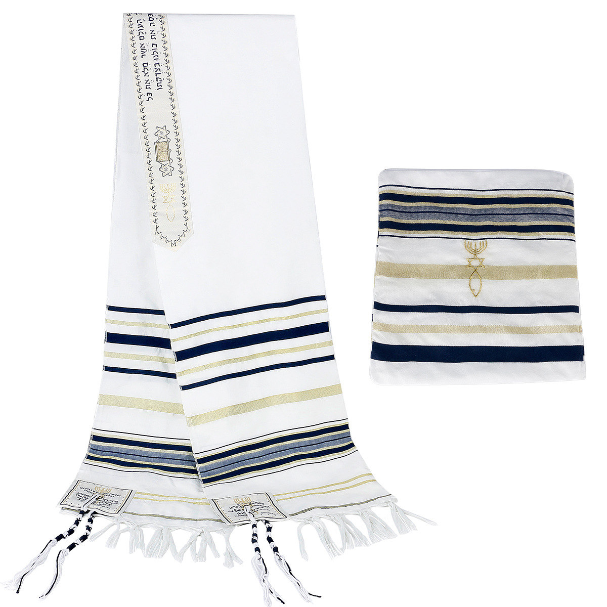 Jewish Tallit Israeli Prayer S - Ethnic Fabric recension och pris