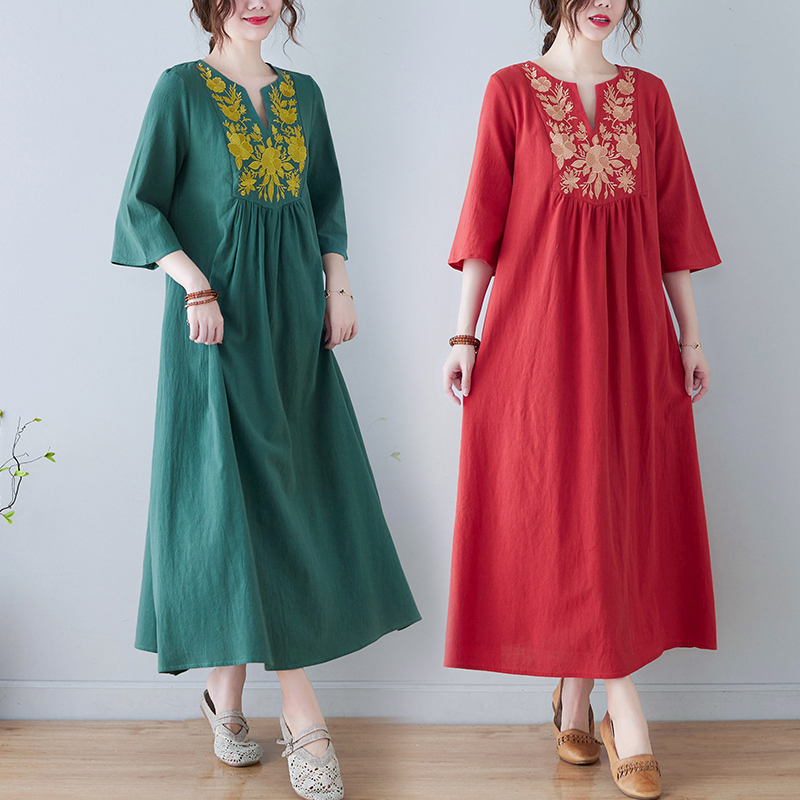 New Ethnic Style Loose Deep V- - Ethnic Fashion Style recension och pris