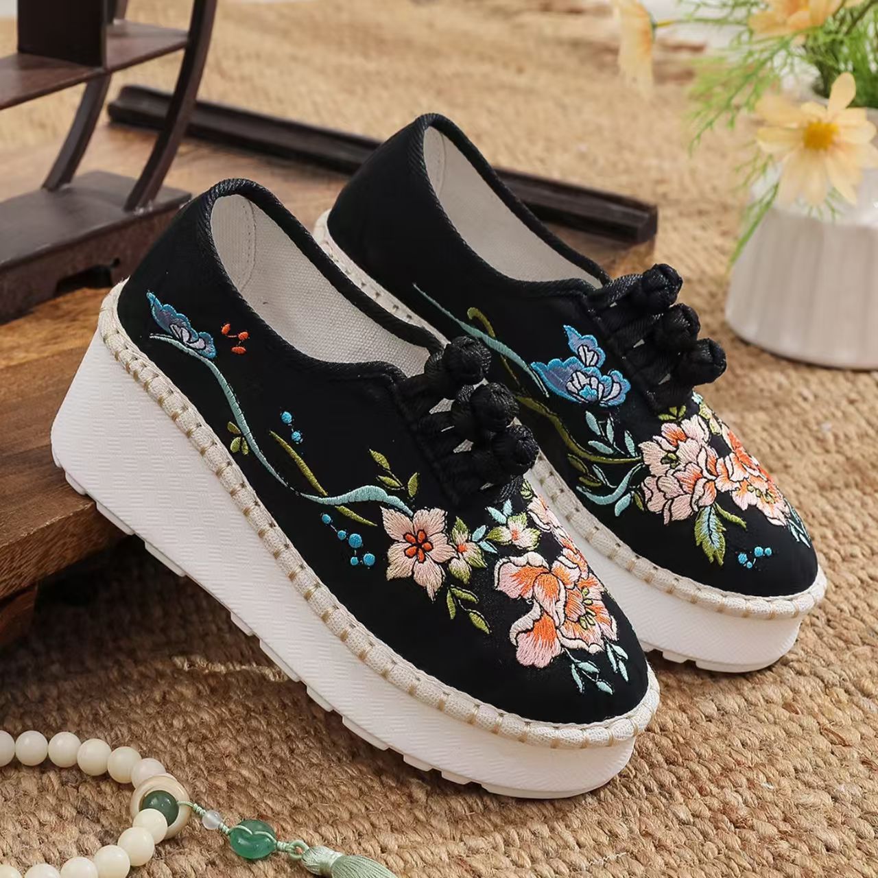 Women Ethnic Style Wedges Embr - Ethnic Fabric recension och pris