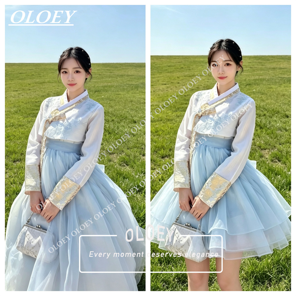 OLOEY Elegant Light Blue Ivory - Hanbok Modern Set recension och pris